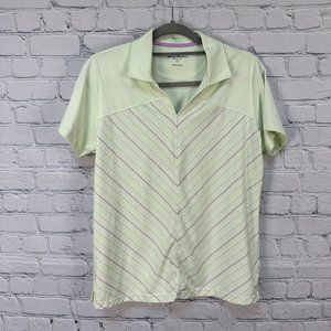 Tommy Armour Women's Dri-Logic V-Neck Collared Golf Top Polo, Size Large, Celery